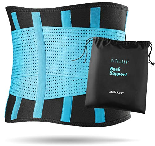 Vitalbak Fascia Lombare per Uomo e Donna - Allevia Dolori da Lesioni a Schiena e Zona Addominale – Fascia Lombare Supporto Schiena con Doppia Chiusura - Correttore Posturale (XL - 106 a 120 cm, Blu)