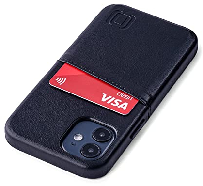 Dockem Wallet Case for iPhone 12 mini: Built-in Metal Plate for Magnetic Mounting & 1 Credit Card Holder: 5.4 Exec M2, Smooth Synthetic Leather (Black)