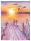 Nexos Trading LED Wandbild Leinwandbild mit Beleuchtung Fotodruck Abend am See 30x40 cm Kunstdruck Leuchtbild Steg 1 warmweiße LED Sonnenuntergang