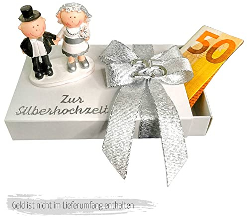 Geldgeschenk Box zur Silberhochzeit mit Silberpaar