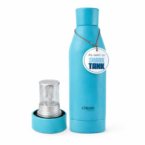 Clean Bottle Isolierte Wasserflasche mit Fruchteinsatz, Edelstahl, BPA-frei, auslaufsicher, Reiseflasche mit herausnehmbarem Teesieb, doppelwandig, vakuumisoliert, Aqua