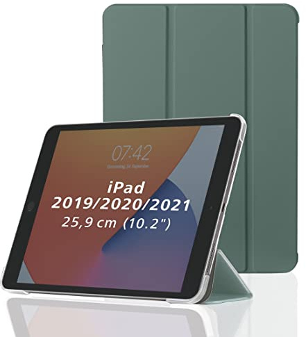 Hama Hülle für Apple iPad 2019/2020 10.2 (aufklappbares Case für Apple Tablet 10,2 Zoll Gen. 7/8, Schutzhülle mit Standfunktion, transparente Rückseite, magnetisches Cover) grün