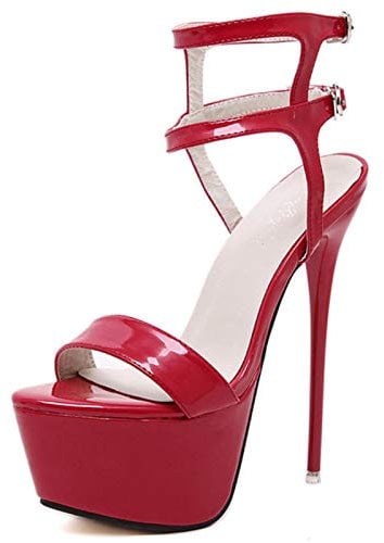 DQS Sandali con Tacco Alto in Pelle Scarpe da spogliarellista da 16 cm Scarpe da Festa di Nozze Sexy estive Sandali con Plateau Gladiatore da Donna