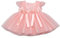 Happy Cherry Été Robe Bébé Cérémonie Rose Corail Manches Courtes Petite Fille Robe Anniversaire Princesse Mariage Demoiselle d'honneur avec Bownot 3-6 Mois