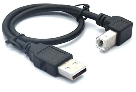 Herfair 90 Degree Printer Cable, 1.5M USB to Printer Adapter Cable, USB 2.0 A Male to B Male Down Angle Converter Cord 480Mbps High Speed Wireless Wired Adaptor Scanner(down)