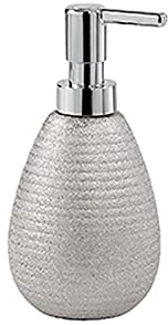 Gedy Silber, G-Astrid Seifenspender für Badezimmer, Größe 16,6 x 8,3 x 8,3 cm, Gewicht 0,226 kg, Seifenspender aus Keramik, 2 Jahre Garantie, R&D-Design, einzigartig
