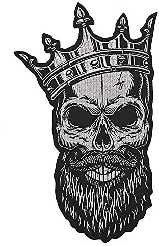 Große Krone Totenkopf bestickte Flicken zum Aufbügeln auf Motorrad-Rennjacke Backpatches