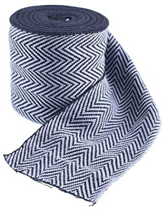 Battle-Merchant Mittelalter Fischgrätband mit Muster | Baumwollband Wadenwickel 7m | Damen und Herren | Baumwolle | Gürtel Zierborte | Wikinger | Haithabu (Blaugrau/Blau)