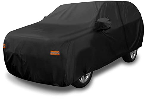 X AUTOHAUX Protective SUV Car Cover for Chevrolet Tahoe 4 Door (2007-2024) - Waterproof, UV-Resistant, and All-Weather Protection with Left Door Zipper, 190T PU Material