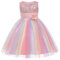 Ragazze Principessa Abito Paillettes Tulle Fiore Arcobaleno Colletto Rotondo Senza Maniche Abito Formale Festa di Compleanno Matrimonio Damigella d'Onore Ragazza Abiti da Sera per 3-9 Anni(Rosa)
