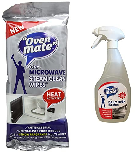 Oven Mate Microwave Steam Clean Wipes (Pack of 4) & Daily Oven Cleaner 500 ml