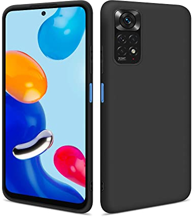HSP Hülle für Xiaomi Redmi Note 11 / 11S [Staubabweisend] Handyhülle | Premium TPU Silikon Case Schutzhülle | Kratzfest Stoßfest Fallschutz | Kameraschutz Displayschutz Passgenau Dünn Matt | Schwarz