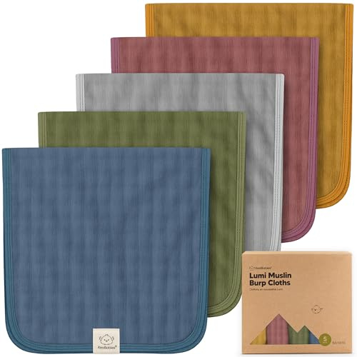 KeaBabies 5-Pack Baumwoll Musselin Spucktücher Baby 51x26cm (Corals) | Weiches & Saugfähiges Mulltücher Baby, Große Musselintücher & Waschlappen für Neugeborene, Kein Schrumpf
