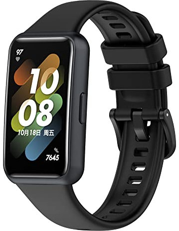 Yikamosi Cinturino Compatibile con Huawei Band 7,Sgancio rapido Silicone Chiusura in acciaio inossidabile Cinturino di Ricambio per Huawei Band 7,Nero