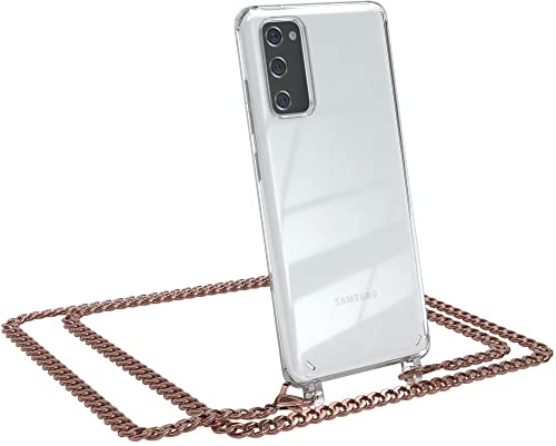 EAZY CASE Handykette kompatibel mit Samsung Galaxy S20 FE / S20 FE 5G Handyhülle mit Metal Umhängeband und Ersatz Kordel schwarz, Handykordel mit Schutzhülle, Stylische Kette, Metal - Rose
