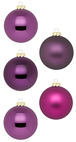 Inge Glas Magic Weihnachtskugeln klein | 36 Kugeln 4cm | Christbaumkugeln aus Glas (Purple Deluxe | Lila Violett)