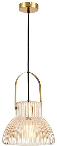 Visconte Sala Ceiling Pendant Champagne Tinted Glass Shaded 1 Light - Brass