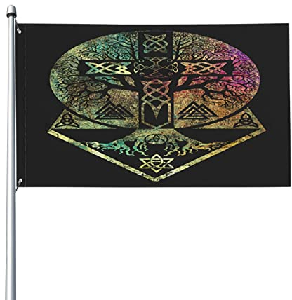 Tree Life Yggdrasil und keltische Kunst, Gartenflagge, Polyester-Banner mit Ösen, 9,1 x 1,5 m, Hof-Flagge für Garten, Terrasse, Rasen, Hof