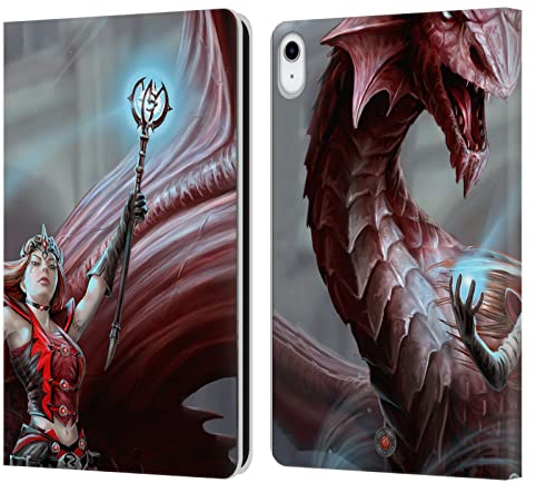 Head Case Designs Offizielle Anne Stokes Scharlachrot Zauberer Drachen Freudenschaft Leder Brieftaschen Handyhülle Hülle Huelle kompatibel mit Apple iPad 10.9 (2022)