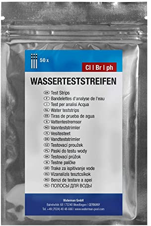 Planet Pool Wasserteststreifen 3 in 1, pH/Br/CL - 50 Streifen in Tütchen
