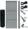 ESTEXO Schweißgitter Gartenzaun Set Komplettset Zaun Gartenzaunset Zaunset Drahtzaun Gitterzaun mit Einschlaghülsen in Anthrazit RAL 7016 (1,0 x 25 m)