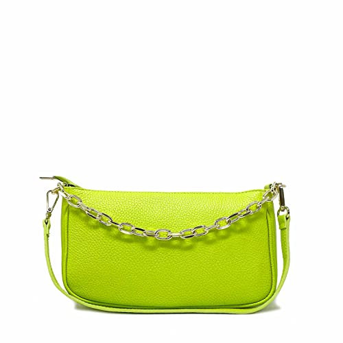 Pochette Borsetta Donna in Pelle Italiana Tracollina (Lime)