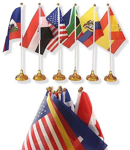 GentleGirl 50 Stück Länderflaggen Nationalflaggen, kleine Mini-Land-Flagge mit Standfuß, Sportveranstaltungen, große Öffnung, Party, Festival, Dekorationen