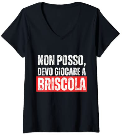 Damen Briscola Gioco di Carte Accessori Pensione Pensionato T-Shirt mit V-Ausschnitt