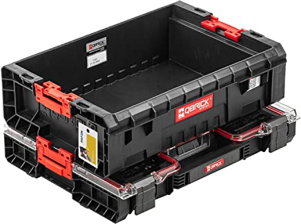 Sortimentskasten mit zusätzliche Fläche – 45 x 20,5 x 34 cm - Kleinteilemagazin und Werkzeugkorb SET 2in1 Sortierkästen Transportbox Baustellen Kübel Premiumklasse