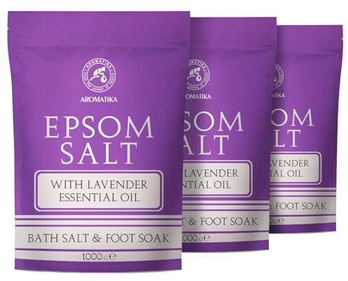 Epsom Salz Badesalz 3х1000g - Badesalz mit Ätherischen Lavendel Öl - Magnesiumquelle - Mineralsalz - Aromatherapie Badewanne - Körperpflege - Guter Schlaf