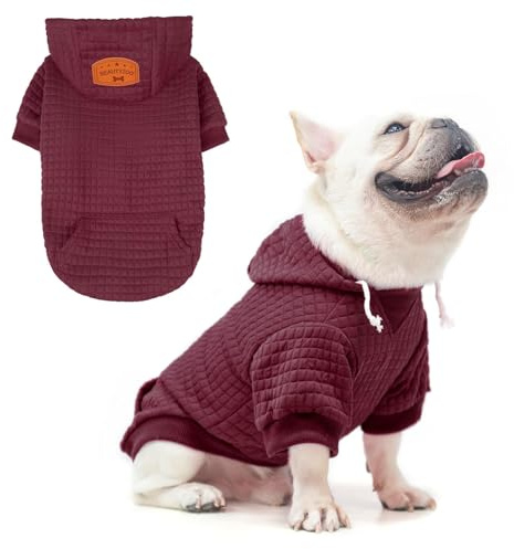 BEAUTYZOO Kapuzenpulli für Hunde in Waffelmuster - Warme Herbst- und Winterkleidung für kleine bis große Hunde (Größen S, M, L) - Sweater mit Kapuze und Tasche für Bulldogge, Pitbull und andere Rassen