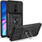 HAOYE Funda para Xiaomi Redmi Note 8 Pro, Shockproof Carcasa con Giratorio Anillo Kickstand y Cubierta Deslizante de la Cámara, PC y TPU Case Cover. Negro