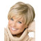 AUBWIG Perruques courtes blondes Pixie Cut avec frange Fluffy Layered Dégradé Couleur mixte Cheveux partiellement raides Perruques synthétiques (Blond clair mixte)