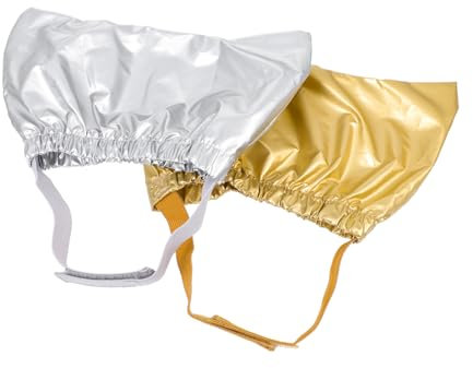 BUGUUYO 2 pezzi di cuffia da doccia per cani e gatti regolabili in poliestere, protezione per le orecchie per un bagno efficace, pratici accessori per animali domestici in colore naturale e oro