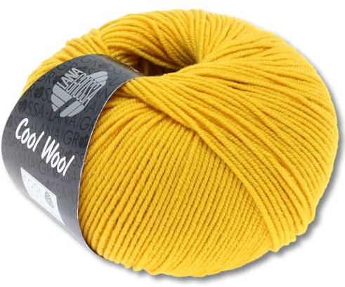 Frida's Wollhaus Lana Grossa 50 g Cool Wool Merinowolle Wolle Garn Häkeln Stricken 38 Farben (2005 | Goldgelb)
