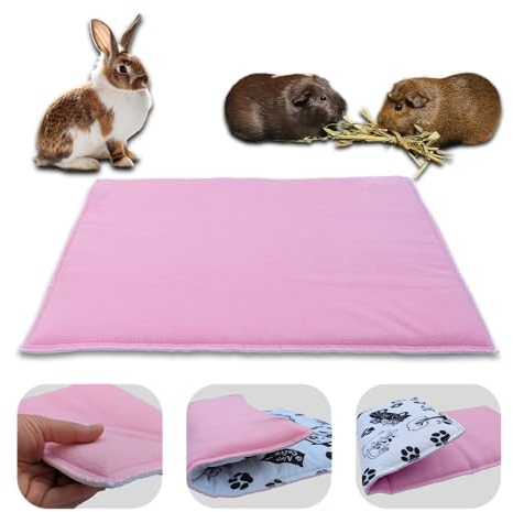 NEO SOLVO Fleece Spielplatzmatte für Meerschweinchen und Kaninchen - Alles in einem: eine Decke, EIN riesiger Tunnel, EIN Haus, EIN Kissen und EIN Bett - 50 cm x 60 cm - Rosa
