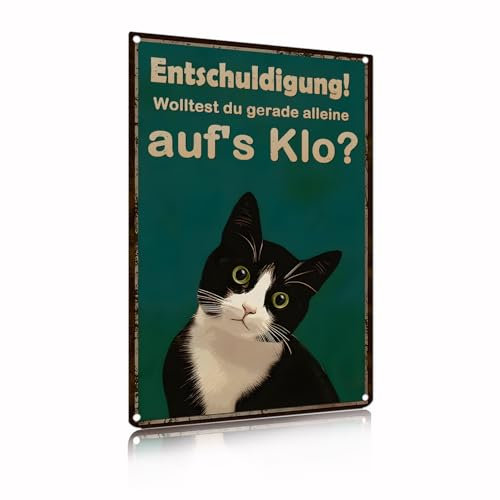 “Wolltest du gerade alleine auf's Klo? Schwarze Katze Badezimmer Schild Metall Zinn Bar Toilette Kunst Dekoration 20x30cm(2423)