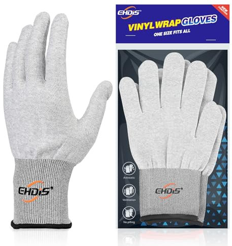 EHDIS 1 par Guantes de Trabajo Profesionales, Guantes de Montaje Antideslizantes sin Costuras, para Instalación de Vinilo, El Transporte, Horticultura, (Nylon y Poliuretano), Negro