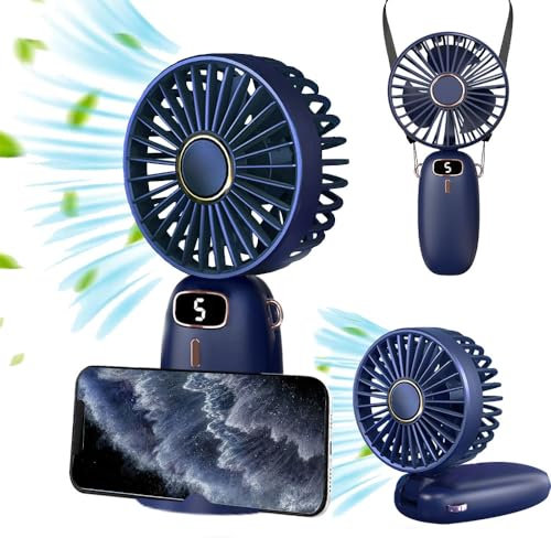 Handheld Fan, 5 Speeds Portable Hand Held fans folding, USB Rechargeable Electric Mini Fan, silent deck fan, Small Pocket Fan for Home School Office Outdoor Sport Travel