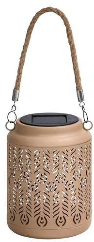 Dehner Solar Laterne Chiara, Outdoor Laterne, Gartenlaterne warmweißes Licht, ca. Ø 12 cm, Höhe 16 cm, Metall/Kunststoff, beige