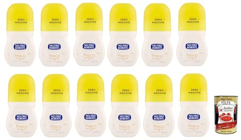 Neutro Roberts, Deodorante Roll On Fresco, Ohne Aluminiumsalze, Keine Flecken, Zitrusduft aus Bergamotte und Ingwer, Deodorant für Männer und Frauen, 12x 50ml + Italian Gourmet polpa 400g