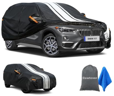 Cowtcver Car Cover Waterproof Custom Fit BMW X1 E84/F48/F49/U11 2009-2026 | 10 Layers Outdoor Full Cover Breathable, Sun Rain UV Dust Snow Allweather Protection with Drivers Door Zip and Cotton Lined.