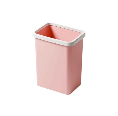 Mülleimer Papierkorb Quadratisch Kunststoff Material Geeignet for Wohnzimmer, Schlafzimmer, Badezimmer Papierkorb mit Druckring Weiß/Grau/Rosa/Beige Treteimer ﻿Küchen-Treteimer Deko-Mülleimer(Pink)