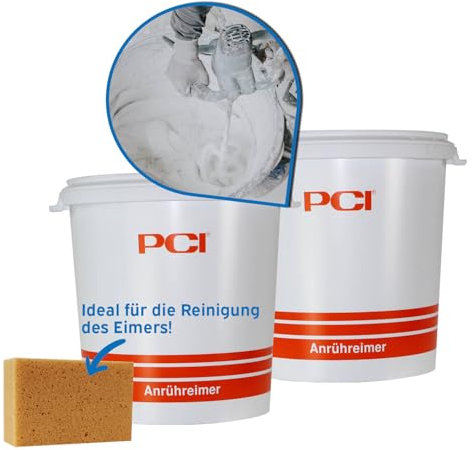 2X PCI Anrühreimer 30 Liter, inklusive 1x kör4u Schwamm, zum Anrühren von Fliesenkleber Fugenmörtel Spachtelmasse