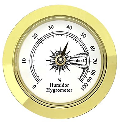Hygrometer als Ersatz für Humidor zigarren, ∅38mm Gold Rund legierung,Präzise Monitor Zigarren Humidor Hygrometer/Gitarrenkoffer/Gewächshaus (Ø38mm)