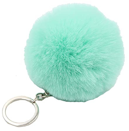 JSGHGDF 1 porte-clés pompon en forme de pompon pour filles et femmes avec pendentif de sac, accessoires de bijoux, vert clair