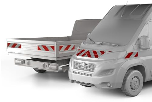 reflecto Warnmarkierung passgenau für Fiat Ducato 250, Pritschenwagen | Baujahr ab 2014 - rot-weiß, selbstklebend - aus Orafol ORALITE 5921M Reflexfolie - gemäß DIN 30710
