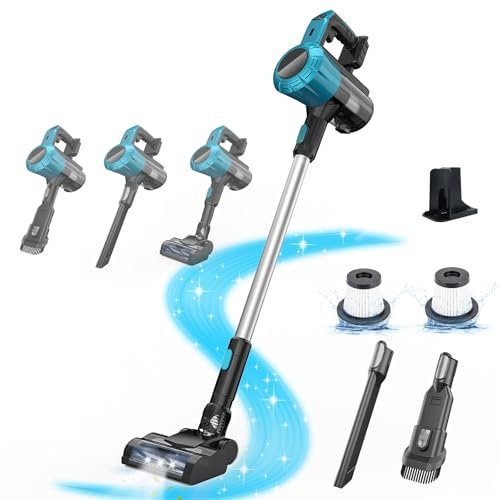 Psogpone Cordless Vacuum Cleaner for Makita 18V Battery, 45Kpa 550W 6-in-1 Stick Vacuum (No Battery), Powerful Vacuum with LED Headlights, Lightweight and Versatile