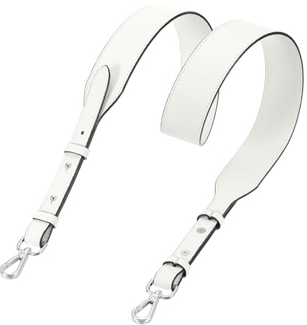 QUARKZMAN Correa de bolso 41, 7-45, 3 de largo blanco broche plateado | de piel sintética, y 1, 5 de ancho, Correa ajustable para bandolera, para bolsos de mano bolsos de hombro