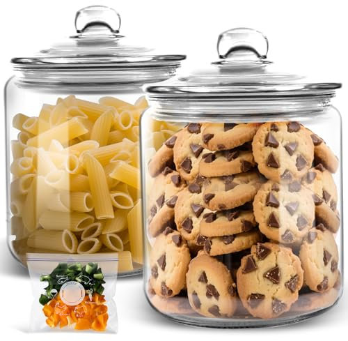 MASTERTOP XXL Vorratsgläser Set mit Deckel 3900ml - Luftdichte Bonbongläser aus Glas, Breite Öffnung Aufbewahrungsdosen für Müsli/Kekse/Süßigkeiten, Inkl. 15 Frischhaltebeutel (19x19x25.5cm)